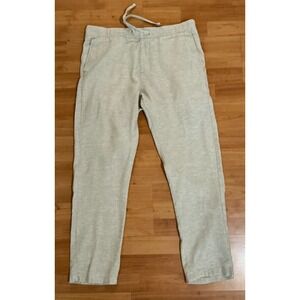 Saks Fifth Avenue Linen Drawstring Pants Men's M Beige Summer Casual